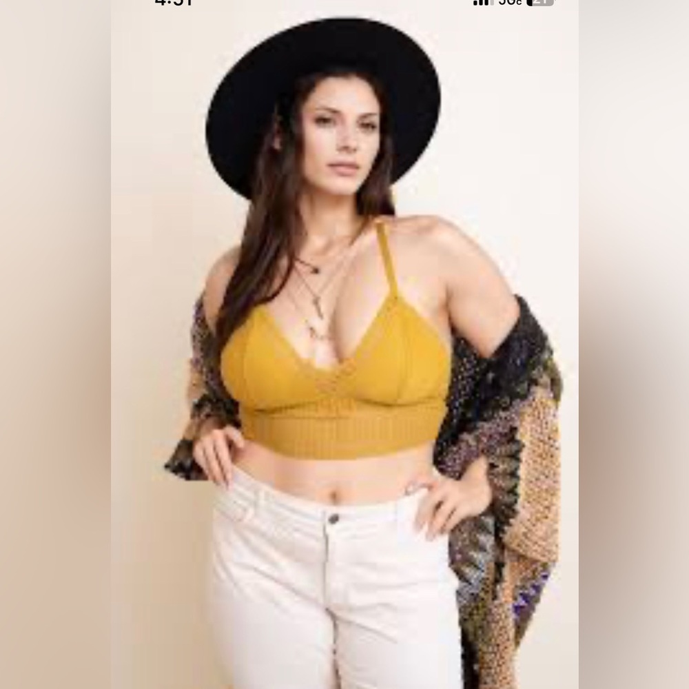 New Zenana Smocked Chic Yellow Bralette Top size 2X 🌺🌸🌹